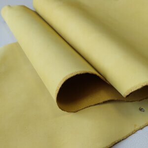 Vegetable tanned leather - Yellow, "Nubuck" medium rigid, "Polos" 2,2mm, 210x40cm