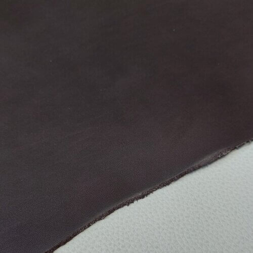 Vegetable tanned leather - Dark brown, hard, "Polos" 2,0-2,2mm, 180x35-38cm - Image 3