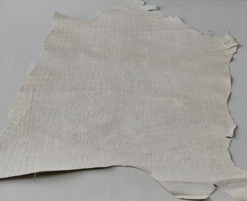 Haberdashery/Clothing leather - Beige, crocodile imitation, soft, 0,4mm - Image 4