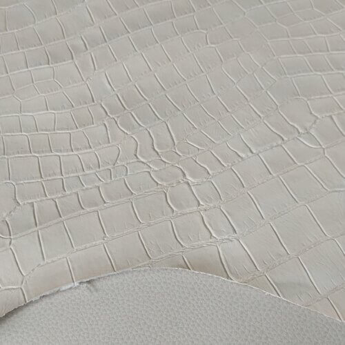 Haberdashery/Clothing leather - Beige, crocodile imitation, soft, 0,4mm - Image 3