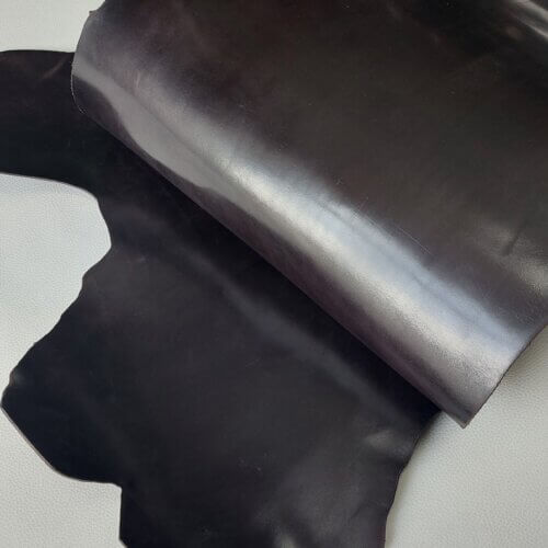 Vegetable tanned leather - Dark brown, hard, "Polos" 2,5mm, 170x35cm - Image 2