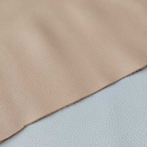 Haberdashery/upholstery leather – Light beige, small texture, soft, 1,2mm, 100x90cm - Image 3