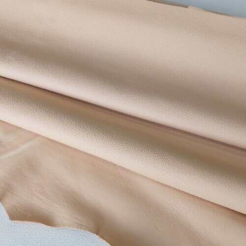 Haberdashery/upholstery leather – Light beige, small texture, soft, 1,2mm, 100x90cm - Image 2