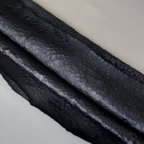 Galanterinė/drabužinė oda - minkšta, juoda, su faktūra, strečas, pasiduodanti tempimui, 0,7-0,9mm, 65x55cm - Image 2