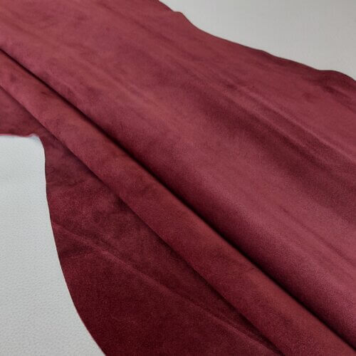 Haberdashery leather - Burgundy, velour, soft, 1,4mm, 100x80cm - Image 2