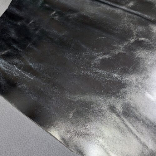 Haberdashery leather – Silver color, smooth, soft, 1,2mm, 90x90cm - Image 3