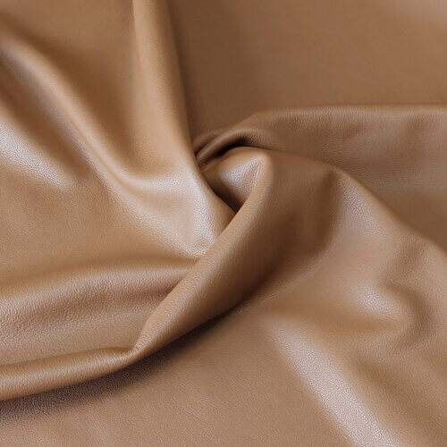 Haberdashery/upholstery leather – Light brown, small texture, soft, 1,6-1,8mm, 100x80cm - Image 2