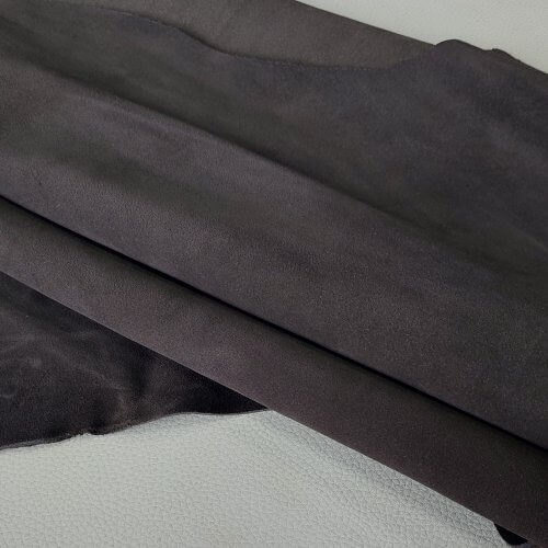 Haberdashery leather - Dark Brown, velour, medium soft, 1,6mm, 105x55cm - Image 2