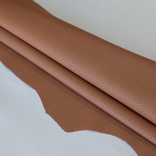 Automotive leather - Brown, soft, perforated E759, 1,3-1,4mm, 87x78cm - Image 2