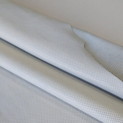 Automotive leather - Light beige, perforated MK3, 1,1-1,2mm, 100x66cm, small defect! - Image 2