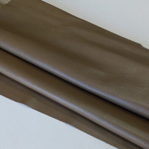 Automotive leather - Khaki, perforated MK3, soft, 1,2-1,3mm, 90x75cm - Image 2