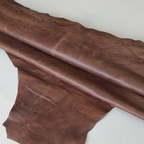 Haberdashery/Clothing leather - Brown, soft, "aged", 1,0mm, 80x65cm - Image 2